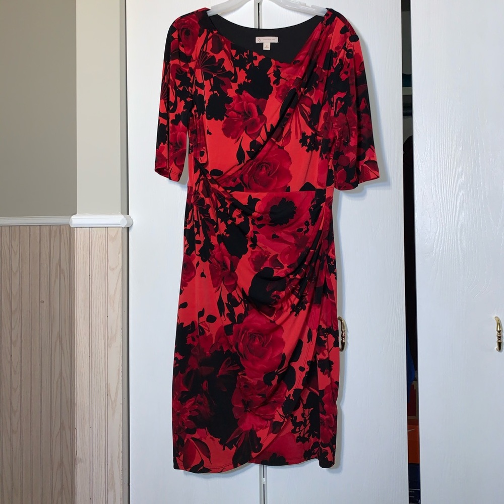 Dress barn black and red floral dress